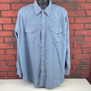Big Mac Vintage‎ Pearl Snap Blue Shirt – Men's XXL – Western